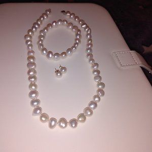 Gemstone freshwater pearl jewelry set
